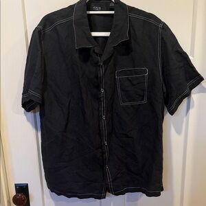 Axis LA Cool Black Button Down Shirt with contrast stitching. XL. Great cond.